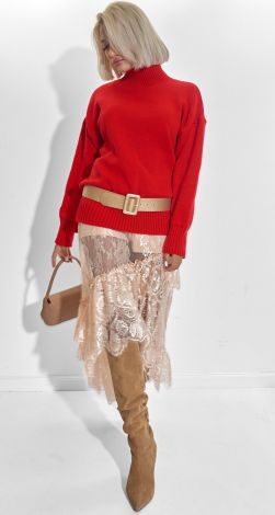 Асиметрична мережива спідниця максі