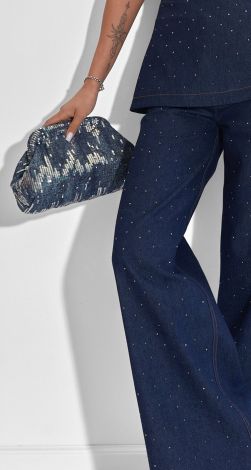 Джинсовий костюм із кристалами