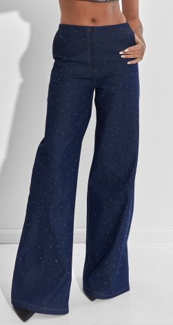 Джинси клеш із кристалами та стразами широкі