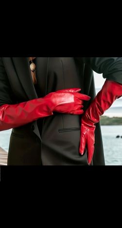 Червоні шкіряні рукавички