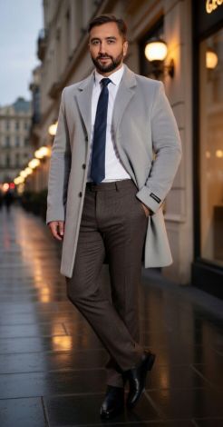 Чоловічий стиль: Класичне кашемірове пальто у кольорі Grey Melange