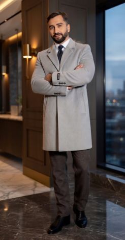 Чоловічий стиль: Класичне кашемірове пальто у кольорі Grey Melange