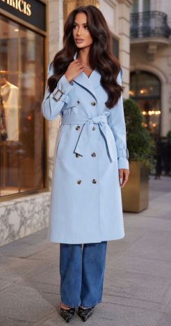Бездоганна класика: Блакитний тренч із натурального котону