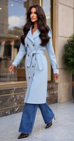Бездоганна класика: Блакитний тренч із натурального котону