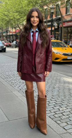 Leather Chic: Костюм з екошкіри, який диктує правила