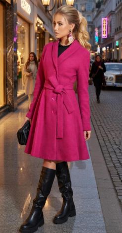 Рожеве пальто букле