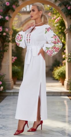 Лляна сукня з вишивкою Петриківський розпис