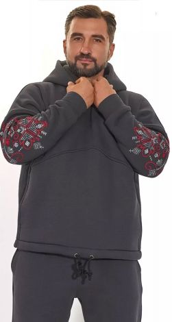 Теплий худи з українською вишивкою