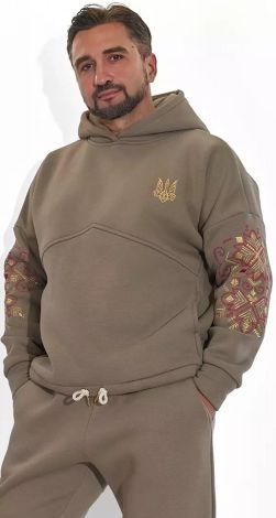 Теплий худи з українською вишивкою