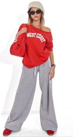 Жіночий світшот оверсайз «West Coast» червоного кольору