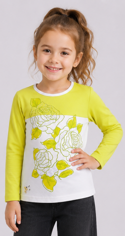 Girls yellow colorblock rhinestone sweatshirt