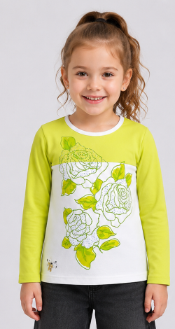 Girls lime colorblock rhinestone sweatshirt
