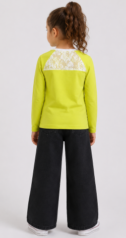 Girls lime colorblock rhinestone sweatshirt