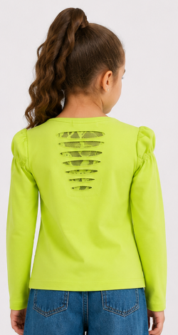 Girls lime sweatshirt with rhinestone bow print