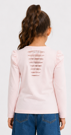 Girls powder sweatshirt with rhinestone bow print
