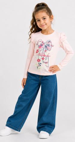 Girls powder sweatshirt with rhinestone bow print