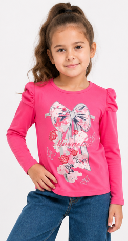 Girls barbie pink sweatshirt with rhinestone bow print