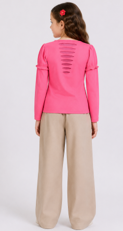 Girls pink sweatshirt with rhinestone rose print