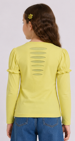 Girls yellow sweatshirt with rhinestone rose print