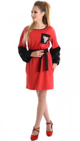 Платье красное с черным