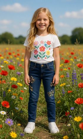 Дитячі джинси з аплікацією метеликів «Маленька фея»