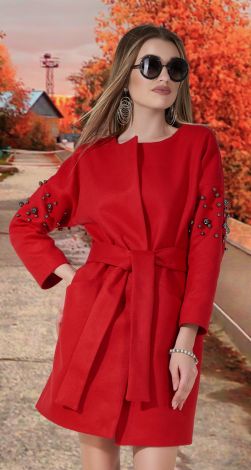 Cashmere coat with pearls