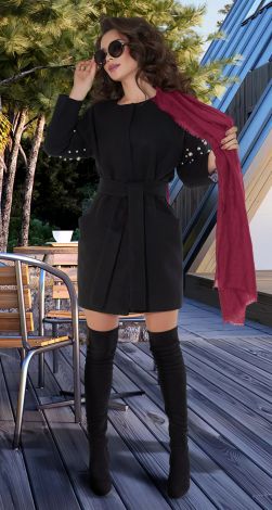 Black coat with pearls