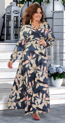 Удлиненное платье  на запах большого размера