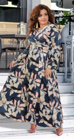 Удлиненное платье  на запах большого размера