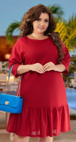 Льняное платье со свободным рукавом большого размера