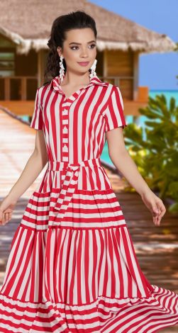 Лёгкое платье в полоску с оборками