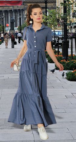 Лёгкое платье в полоску с оборками 