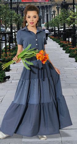 Лёгкое платье в полоску с оборками 