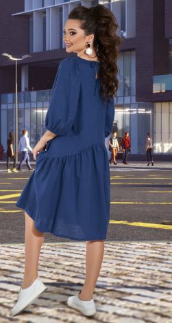 Свободное льняное платье с вышивкой 