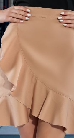 Коротка спідниця з імітацією запаху та воланом