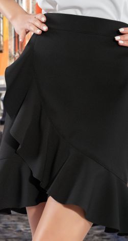 Коротка спідниця з імітацією запаху та воланом