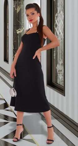 Платье на широких бретелях с кристаллами 