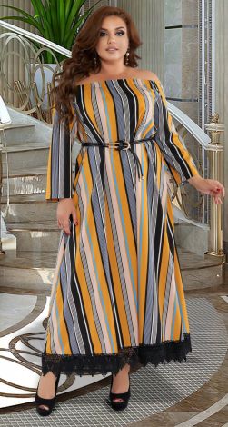 Платье в полоску большого размера