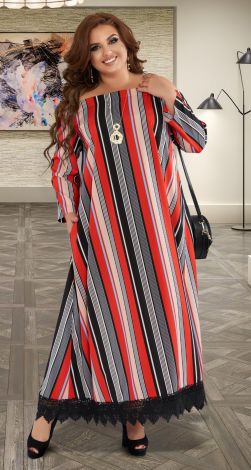Платье в полоску большого размера