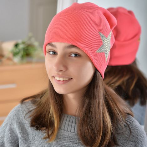 Cap for girls coral