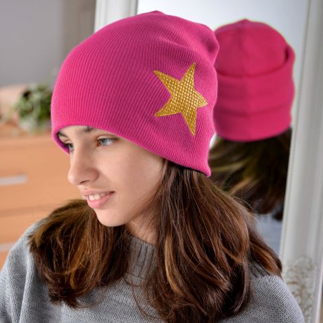Шапка для дівчаток малинова