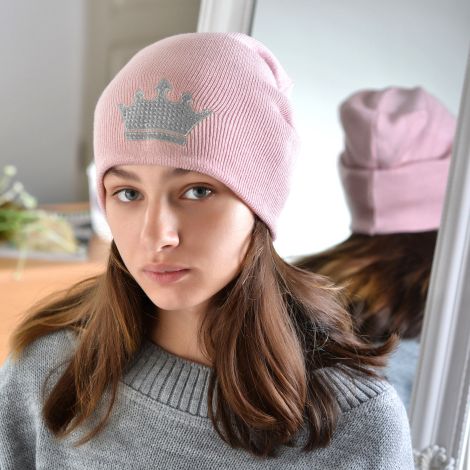 Шапка для дівчаток колір пудра