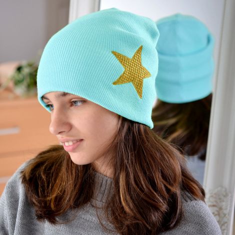 Шапка для дівчаток світло блакитна