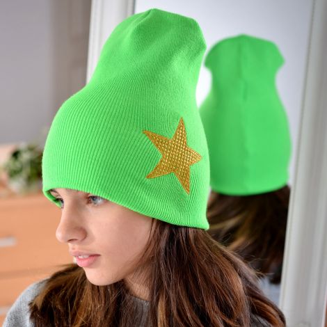 Шапка для дівчаток яскраво зелена
