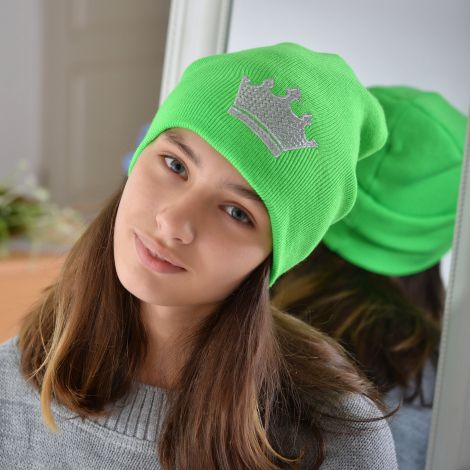Шапка для дівчаток яскраво зелена