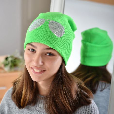 Hat for girls bright green