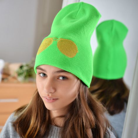 Hat for girls bright green