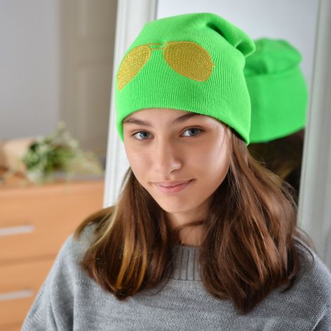 Hat for girls bright green