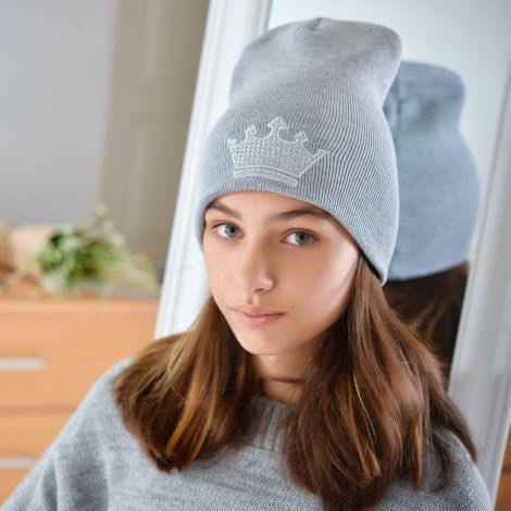 Шапка для дівчаток сіра