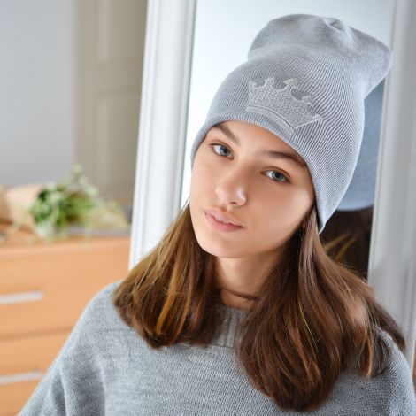 Шапка для дівчаток сіра